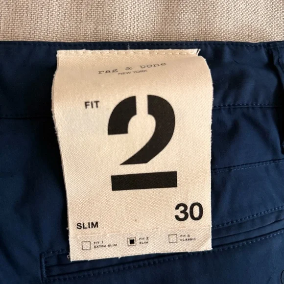 Rag & Bone Fit 2 Slim Chino Pants Dark Navy Blue Stretch Cotton Size 30